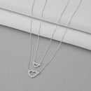 Gargantilha Dupla Com Corações Cravejados Prata 925