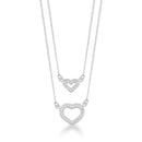 Gargantilha Dupla Com Corações Cravejados Prata 925