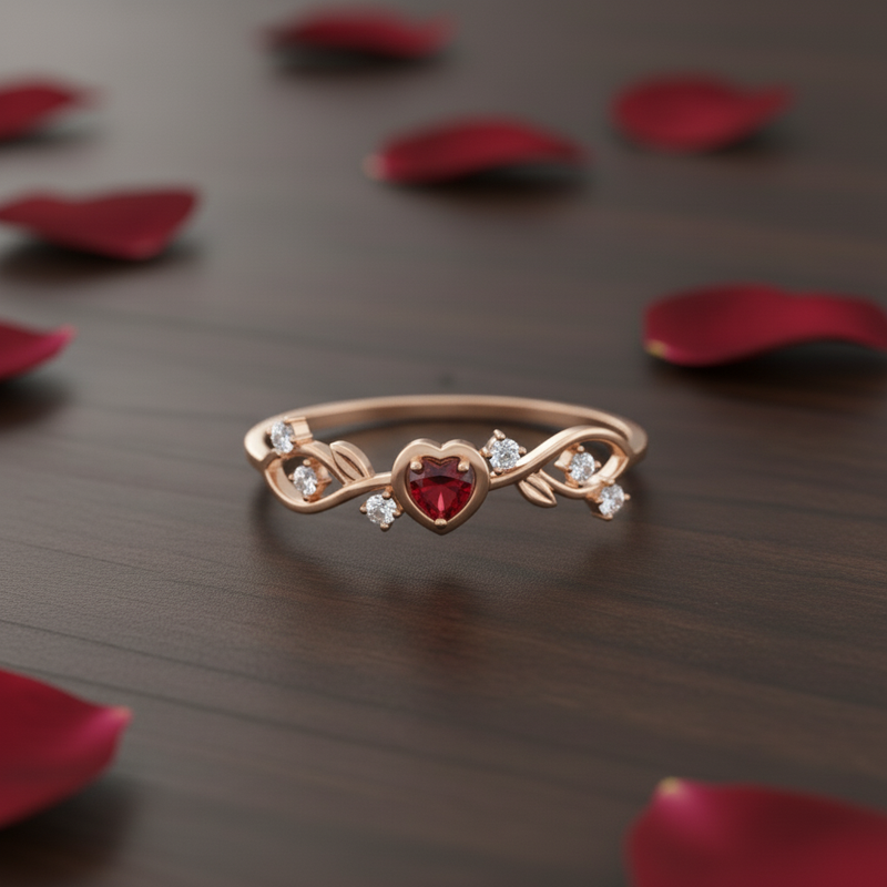 Anel Coração Encantado Branca de Neve em Ouro Rosé 18k