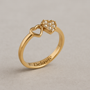 Anel 2 Corações em Ouro 18K – Delicadeza e Brilho que Encantam