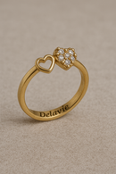 Anel 2 Corações em Ouro 18K – Delicadeza e Brilho que Encantam