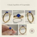Anel de Formatura Feminino Economia em Ouro 18K com Pedra Azul – Coleção Equilíbrio & Prosperidade