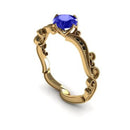 Anel de Formatura Feminino Economia em Ouro 18K com Pedra Azul – Coleção Equilíbrio & Prosperidade