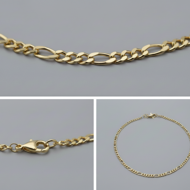 Colar "Aurora Elegante" em Ouro 18K com Elo Figaro e Elo Grumet