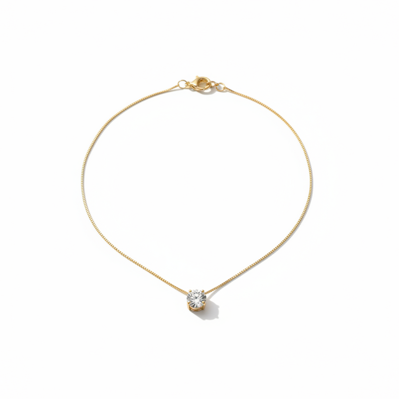 Colar "Luz Serena" em Ouro 18K com Pingente de Diamante Solitário