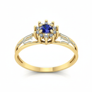 Anel de Formatura Psicologia em Ouro 18K com Pedra Azul e Símbolo Psi – Coleção Mente & Essência